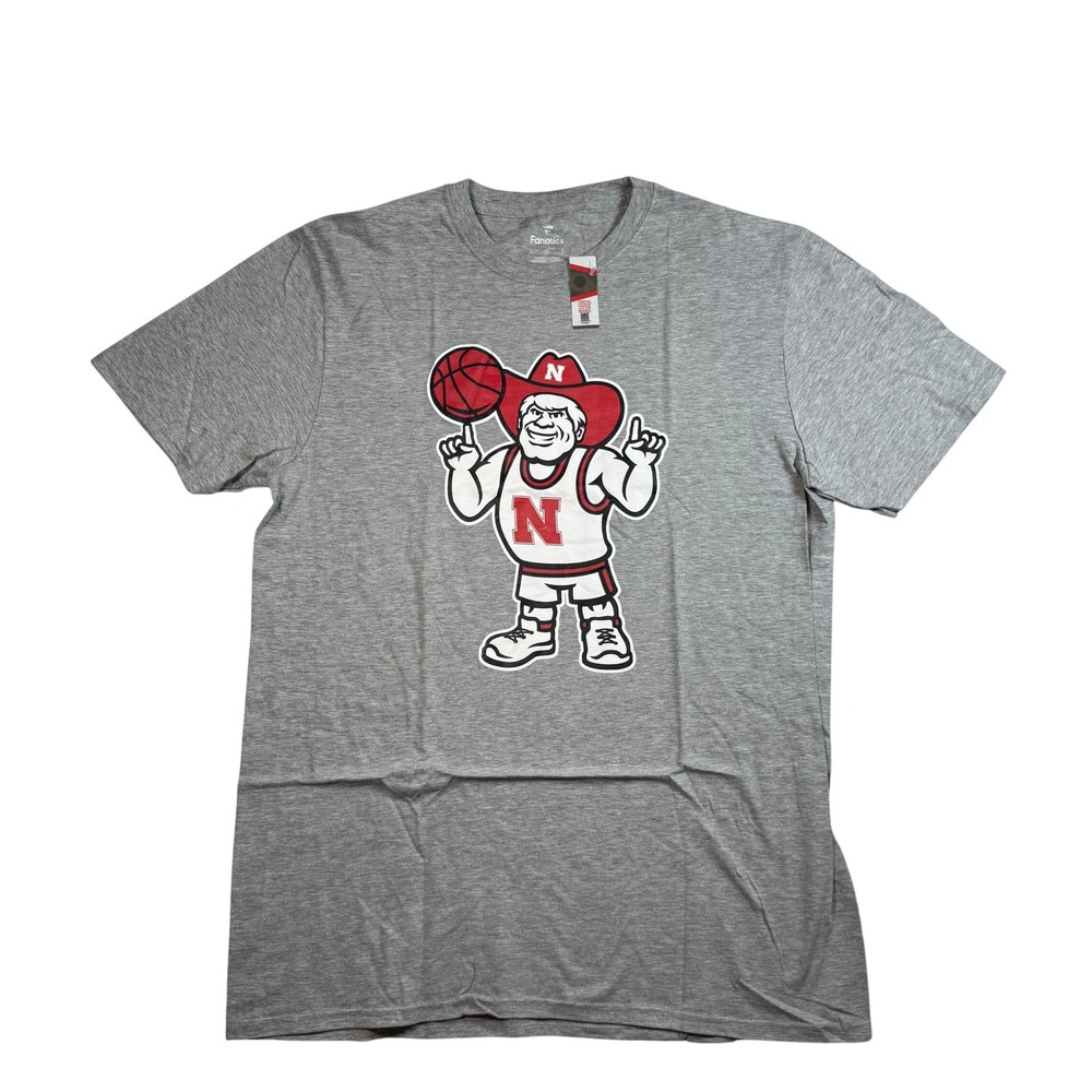 Nebraska Cornhuskers Herbie Husker Basketball Fanatics Gray T Shirt Large NWT